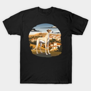 Galgo Espanol Greyhound Spanish Village Landspace T-Shirt